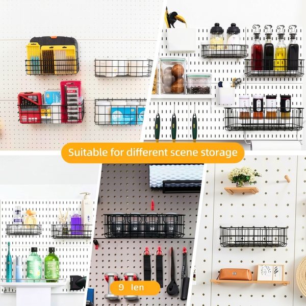 Pegboard Baskets Hooks Set NOEAIKE 4 Pack Organizer for Garage-2