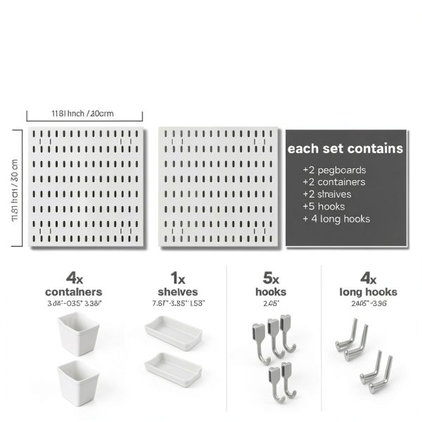Pegboard Wall Organizer Tuzau with 2 Boards and 13 Accessories-5