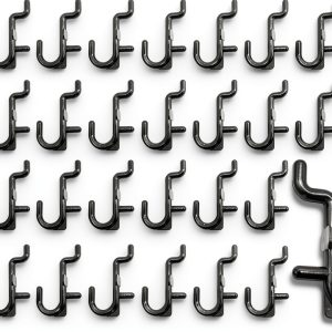 Pegboard Hooks Colorstorm 100PK Black Metal J-Hook Set Easy-Install-0