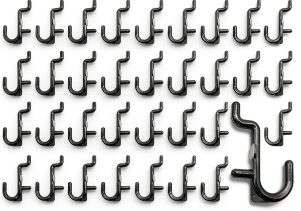 Pegboard Hooks Colorstorm 100PK Black Metal J-Hook Set Easy-Install-0