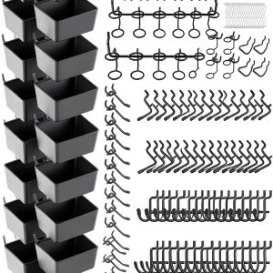 Pegboard Hooks ELEAD 286-Piece Extra Thick Set with Bins Black-0