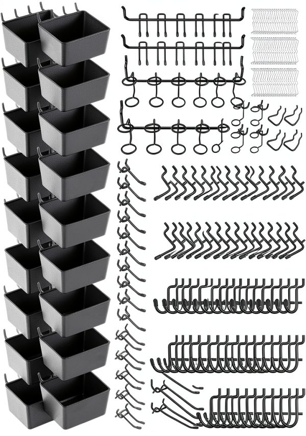 Pegboard Hooks ELEAD 286-Piece Extra Thick Set with Bins Black-0