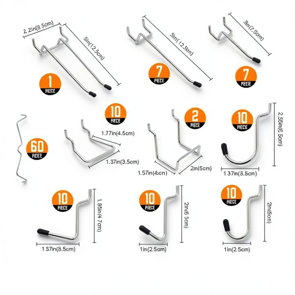 Pegboard Hooks HORUSDY 150PCS Assortment Kit Chrome Heavy Duty-5