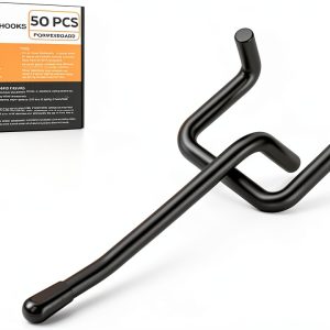 INCLY 50 Pack Black Pegboard Hooks, 2 Inch Metal Peg Board Hooks Accessories, Peg Board Tool Hangers Fit for 1/8“ and 1/4" Pegboard Hanging Tools for Garage, Craft Room, Kitchen, Store-0