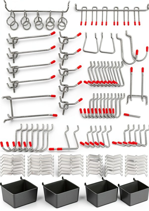 Pegboard Hooks Set 114pcs NAVSEEK Metal Lockable Organizer for Tools-0