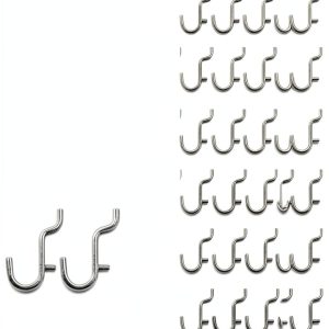 i-FKM 100PCS Metal Pegboard J Hook Silver Iron Rust Resistant Hooks-0