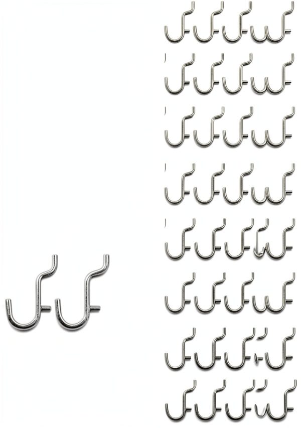 i-FKM 100PCS Metal Pegboard J Hook Silver Iron Rust Resistant Hooks-0