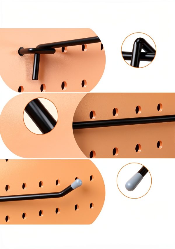 Black Pegboard Hooks HUHOLE 12 Inch Heavy Duty 25PC Set-2