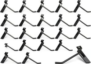 SINCHEEWAY 50 Pack Slatwall Hooks Black 4 Inch Industrial Steel-0