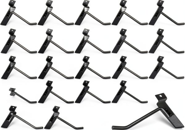 SINCHEEWAY 50 Pack Slatwall Hooks Black 4 Inch Industrial Steel-0