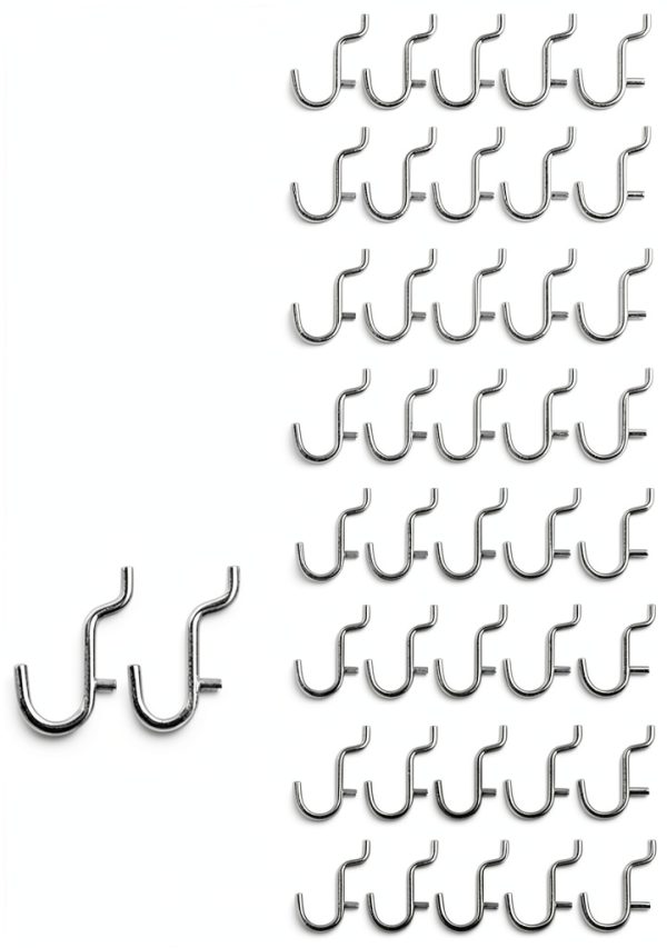 i-FKM 100PCS Metal Pegboard J Hook Silver Iron Rust Resistant Hooks-2